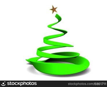 abstract 3d illustration of stylized christmas tree over white background