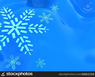 abstract 3d illustration of winter blue background with snowflakes