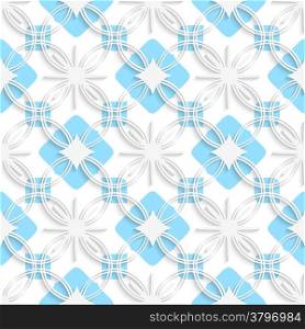Abstract 3d seamless background. White detailed ornament layered on flat blue with out of paper effect.&#xA;&#xA;