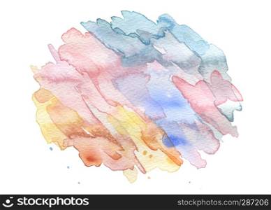 Abstract acrylic and watercolor brush strokes painted background. Texture paper. Isolated.