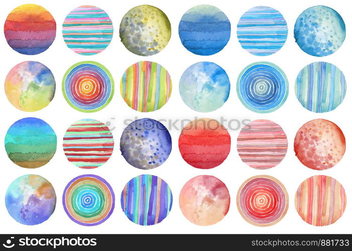 Abstract acrylic and watercolor circle painted background. Texture paper. Isolated. Collection.