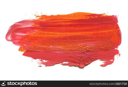 Abstract acrylic color brush stroke. Isolated on white.