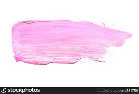 Abstract acrylic color brush stroke. Isolated on white.