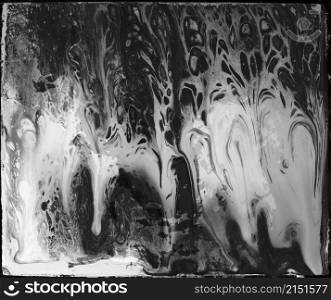 Abstract acrylic flow blot painting. Black and white Color vertical backgrounds.