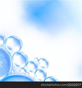 abstract air bubbles water bright cyan blurred background