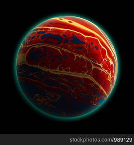 Abstract alien planet detailed design, 3d illustration.