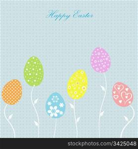 Abstract and beautiful Easter eggs-flowers card