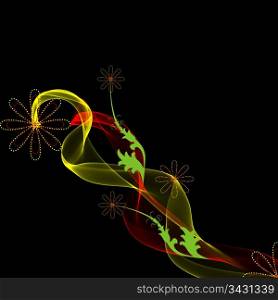 Abstract and beautiful floral decoration on black background