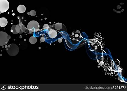Abstract and beautiful floral decoration on black background