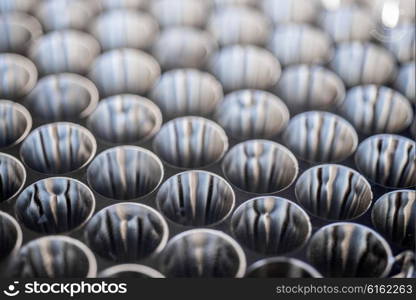 Abstract and up close view of the inside of an LED traffic light.