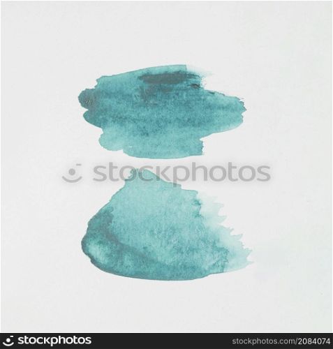 abstract aquamarine spots paints white paper