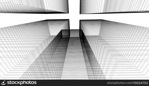 Abstract architectral drawing sketch,Illustration