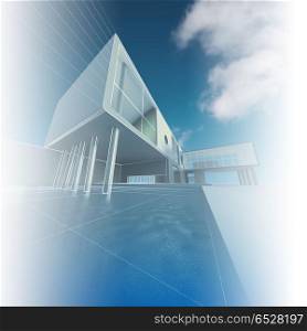 Abstract architecture 3d rendering. Abstract architecture. Building design and model my own 3d rendering. Abstract architecture 3d rendering