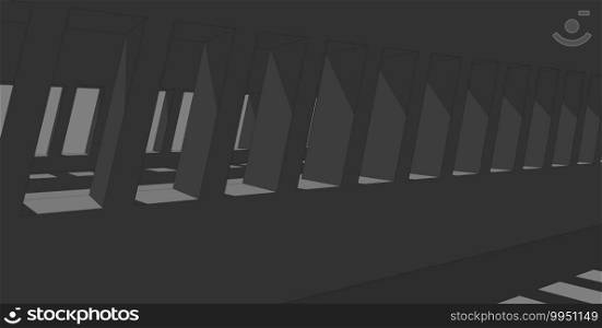 Abstract architecture background, empty concrete interior. 3d illustration.