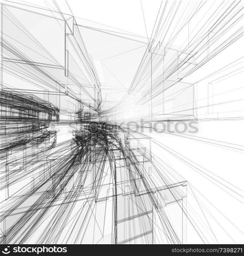 Abstract architecture. Concept view background 3d rendering. Abstract architecture background 3d rendering