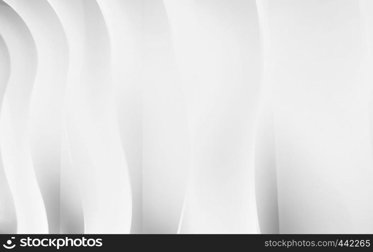 Abstract architecture white and gray wavy pattern with curved lines background.