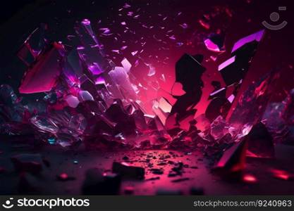 Abstract art background with part of surreal ruby gemstone crystal with prism reflection in fractal triangles structure in purple colors. Neural network AI generated art. Abstract art background with part of surreal ruby gemstone crystal with prism reflection in fractal triangles structure in purple colors. Neural network AI generated