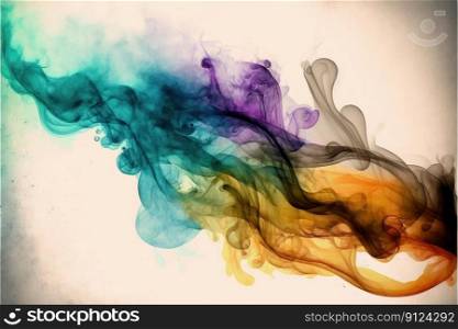 Abstract art in colorful watercolor with floating smoke isolated on vintage background. Concept of technique brushing color design. Finest generative AI.. Abstract art in colorful watercolor with smoke isolated on vintage background.