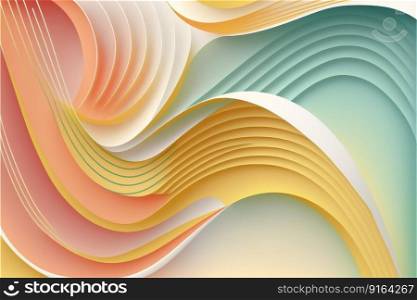 Abstract art of curve li≠in pastel color pattern. Concept of enormous minimal layer background. Desig≠d by arrayed harmony sπral movement. Fi≠st≥≠rative AI.. Abstract art of curve li≠in pastel color pattern.