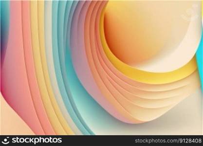 Abstract art of curve line in pastel color pattern. Concept of enormous minimal layer background. Designed by arrayed harmony spiral movement. Finest generative AI.. Abstract art of curve line in pastel color pattern.