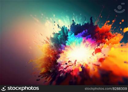 Abstract art of exploding vibrantμ<icolored frame. Concept of fantastic splatted colored powder. Fi≠st≥≠rative AI.. Abstract art of exploding vibrantμ<icolored frame.