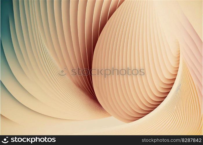 Abstract art of overlapped curve line in pastel color pattern. Concept of enormous minimal layer background. Designed by arrayed harmony spiral movement. Finest generative AI.. Abstract art of overlapped curve line in pastel color pattern.