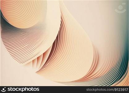 Abstract art of overlapped curve line in pastel color pattern. Concept of enormous minimal layer background. Designed by arrayed harmony spiral movement. Finest generative AI.. Abstract art of overlapped curve line in pastel color pattern.