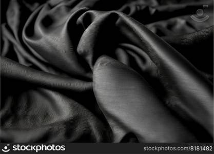 Abstract art of textured black fabric for clothing. Concept of wavy textile material with whole background. Finest generative AI.. Abstract art of textured black fabric for clothing