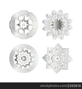Abstract art silver ornament. Royal circle design elements. Silver texture.. Oriental silver pattern.