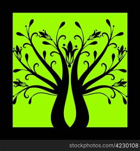 Abstract art tree on black background