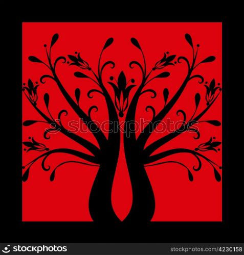 Abstract art tree on black background