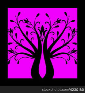 Abstract art tree on black background