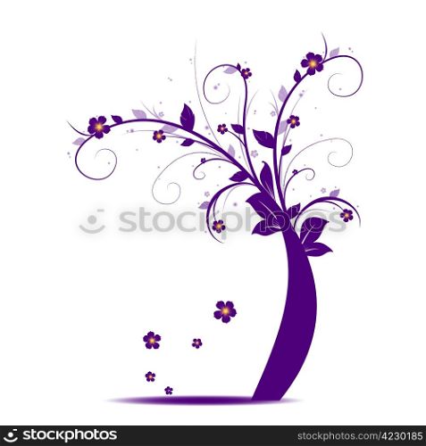 Abstract art tree with beautiful and coloful flowers