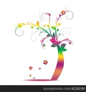 Abstract art tree with beautiful and coloful flowers