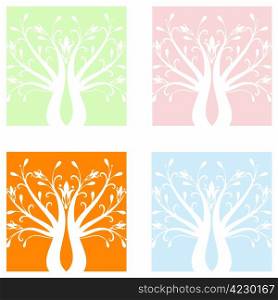 Abstract art trees of four seasons