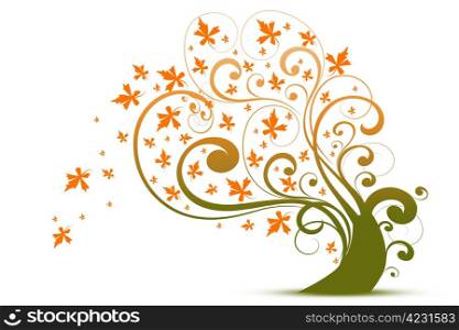 Abstract autumn tree isolated on white background