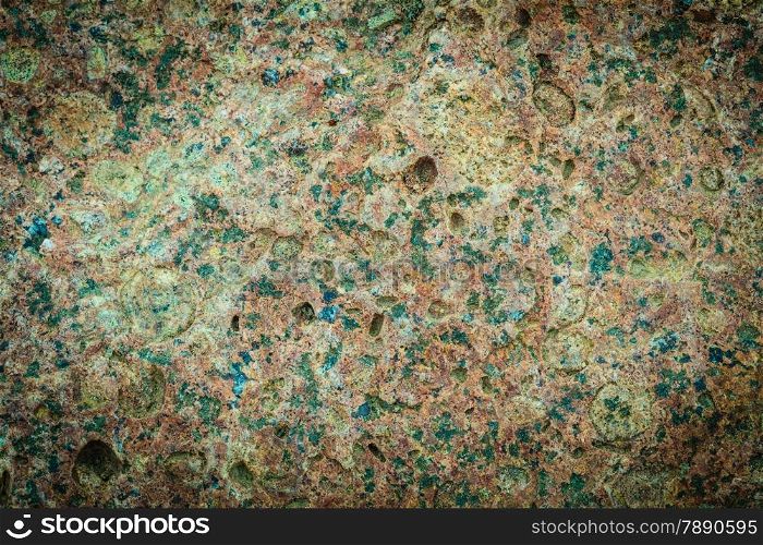 Abstract backdrop. Brown green grunge wall stone background or texture pattern solid nature rock