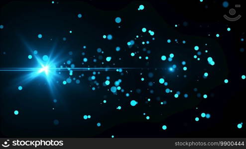 Abstract backdrop with flares of star, rays and many particles. Computer generated 3d rendering. Abstract background with lens flares, rays and many particles. Computer generated 3d rendering