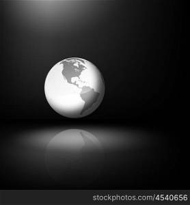 Abstract background - a reflection of a world map on the shiny surface