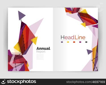 Abstract background annual report template, geometric triangle design business brochure cover