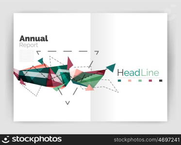 Abstract background annual report template, geometric triangle design business brochure cover