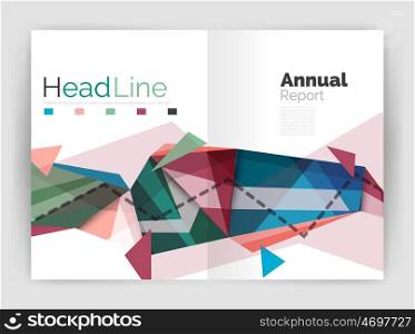 Abstract background annual report template, geometric triangle design business brochure cover