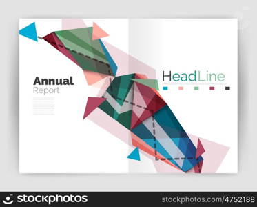 Abstract background annual report template, geometric triangle design business brochure cover