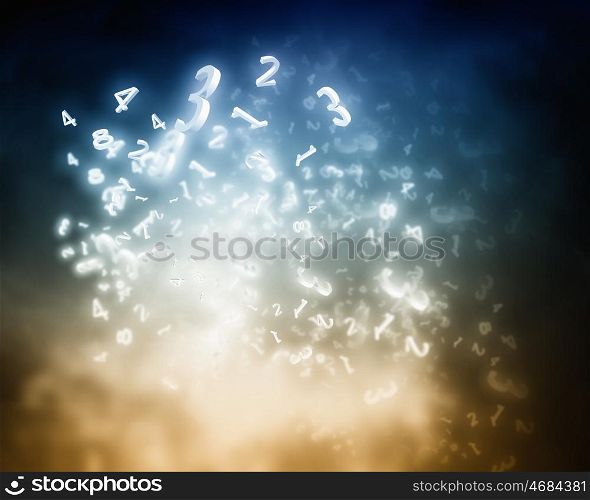 Abstract background. Background image with numbers flying in air