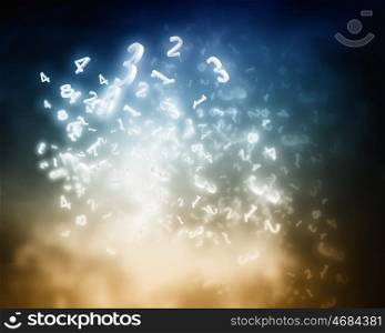 Abstract background. Background image with numbers flying in air