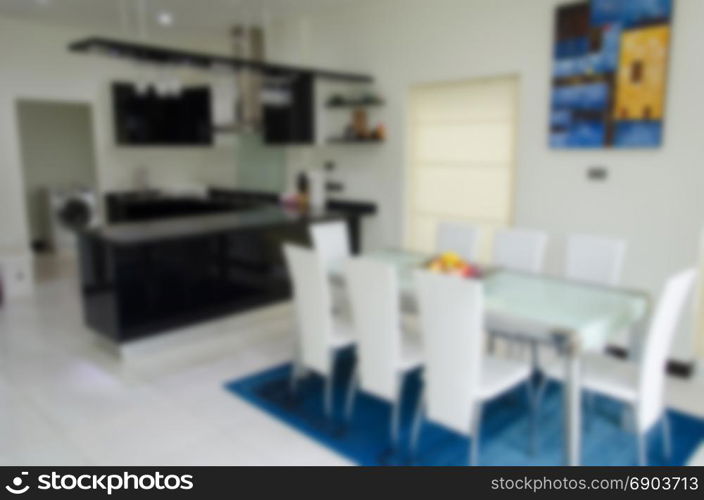 Abstract background blur dining room.