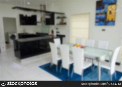 Abstract background blur dining room.