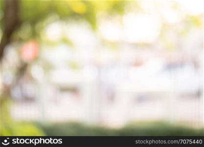 Abstract background blurred at garden and branches of tree
