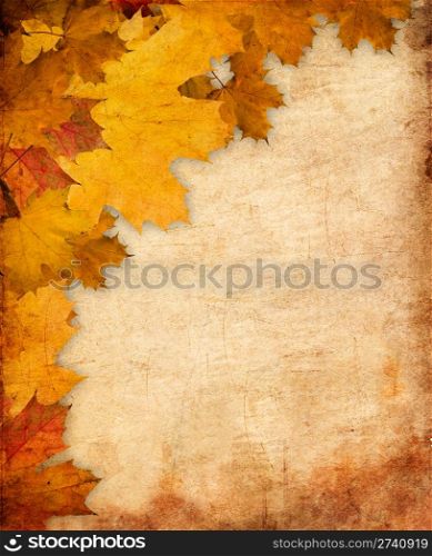 Abstract Background Composition - Autumn Leaves with empty board