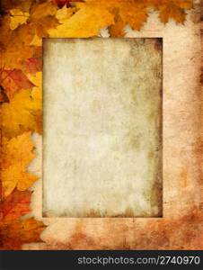 Abstract Background Composition - Autumn Leaves with empty board